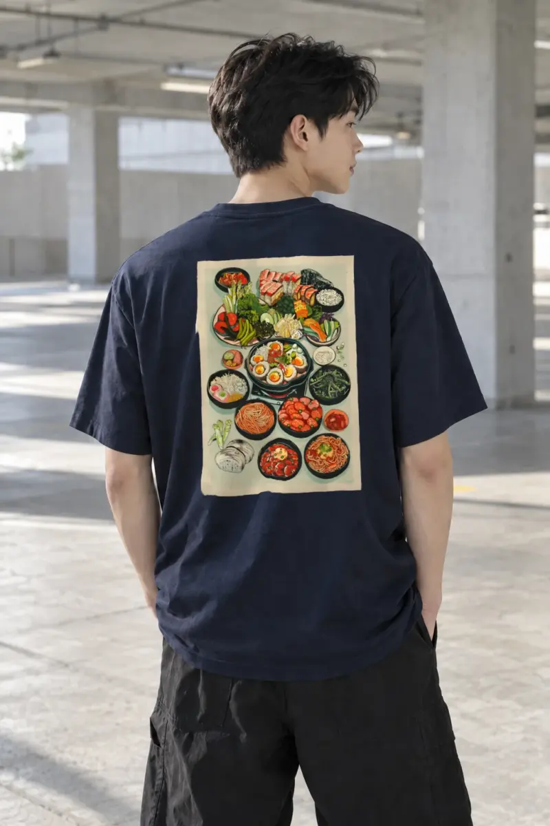 “Japanese Food Spread” Heavyweight Unisex Crewneck T-shirt | Gildan 5000