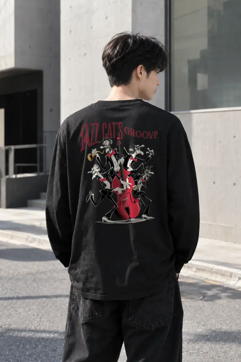 “Jazz Cat’s Groove” Unisex Longsleeve T-shirt | Gildan 2400