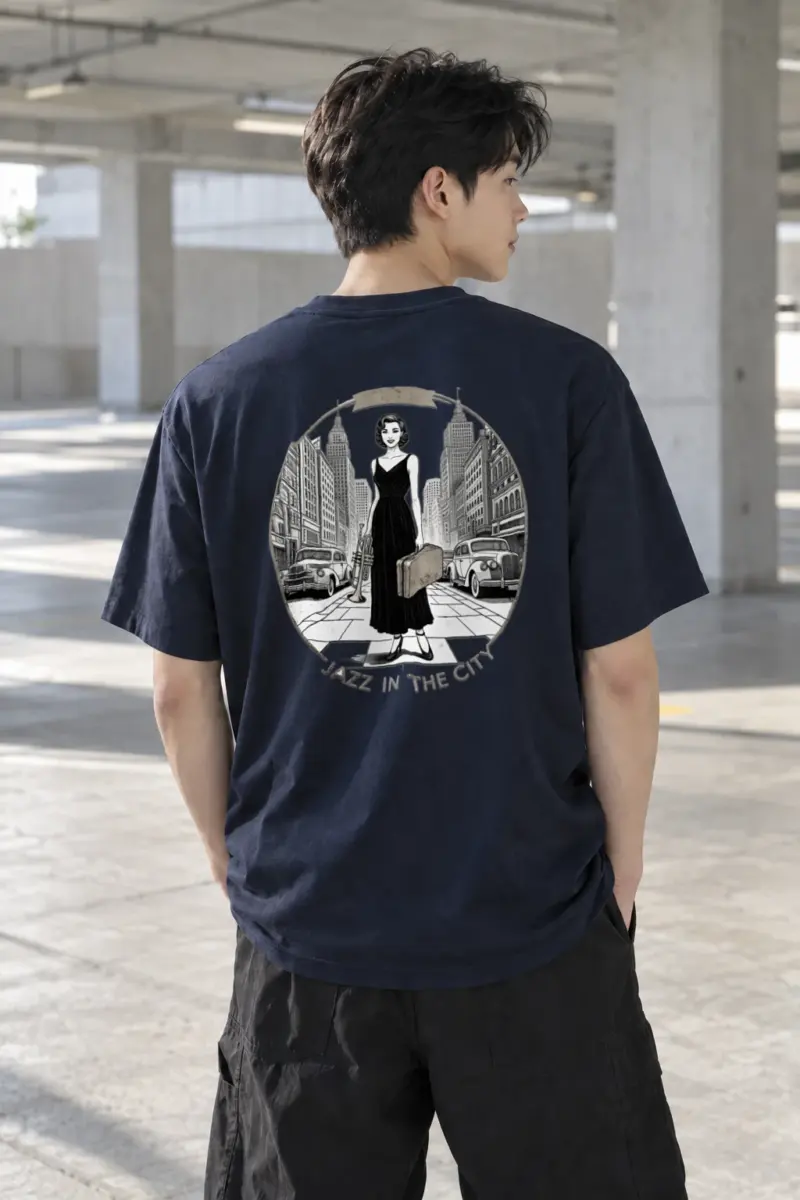 “Jazz In The City” Heavyweight Unisex Crewneck T-shirt | Gildan 5000
