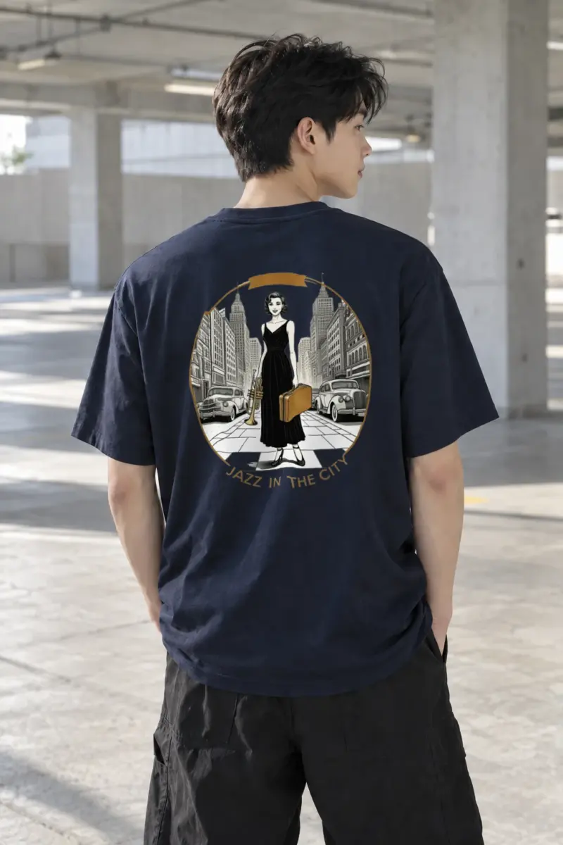 "Jazz In The City" Heavyweight Unisex Crewneck T-shirt | Gildan 5000