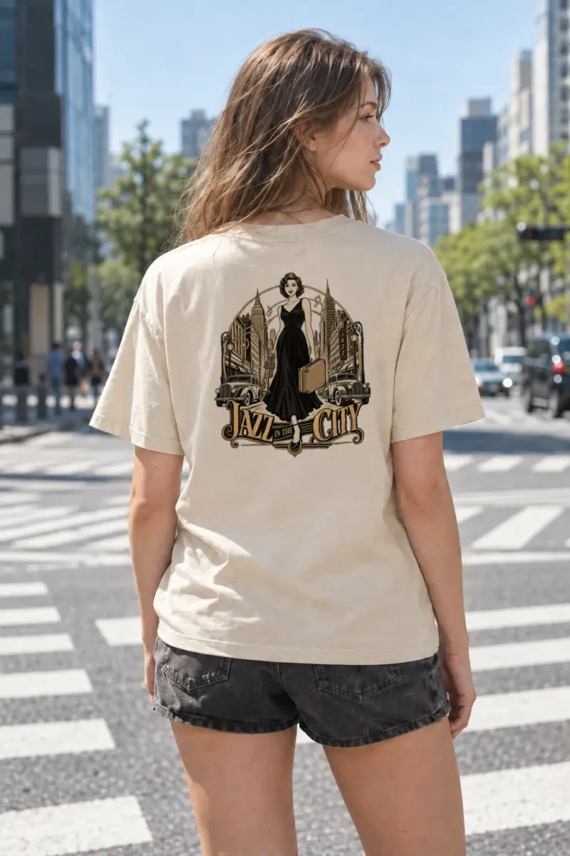 "Jazz In The City" Heavyweight Unisex Crewneck T-shirt | Gildan 5000