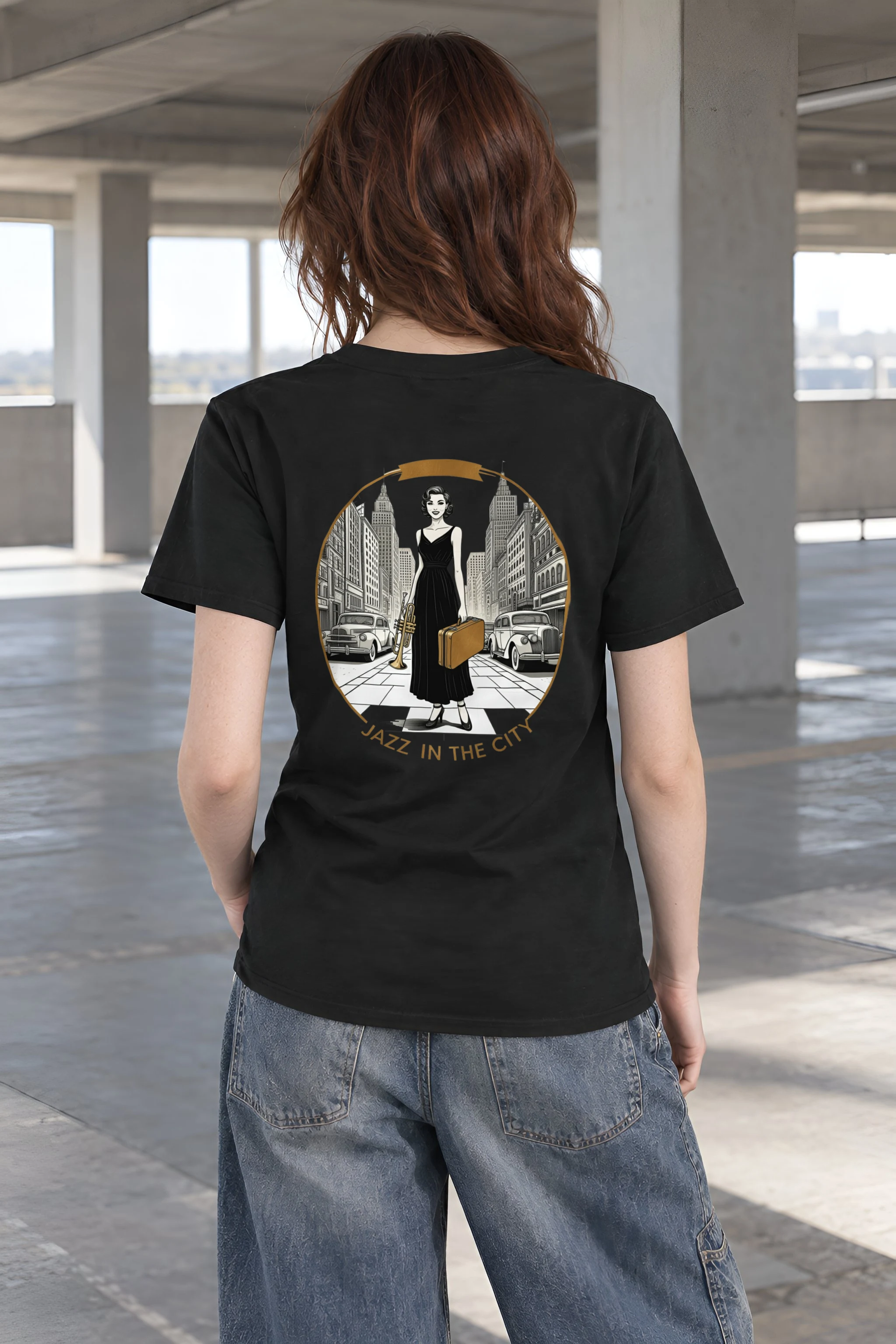 "Jazz In The City" Heavyweight Unisex Crewneck T-shirt