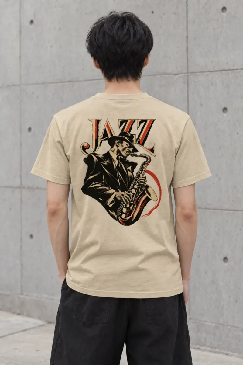 "Jazz In Vermilion" Heavyweight Unisex Crewneck T-shirt | Gildan 5000