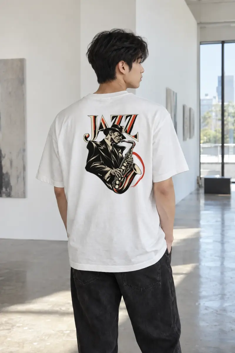 "Jazz In Vermilion" Heavyweight Unisex Crewneck T-shirt | Gildan 5000