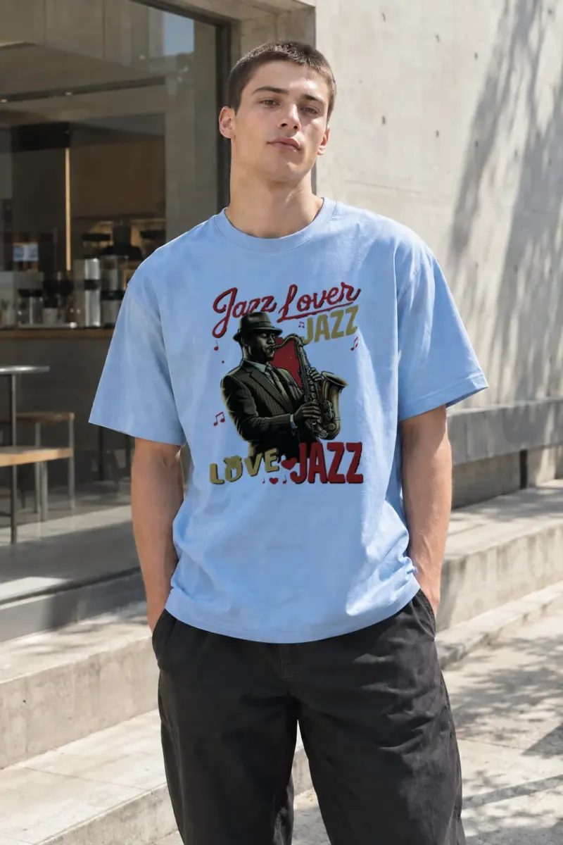 "Jazz Love Poster" Heavyweight Unisex Crewneck T-shirt | Gildan 5000