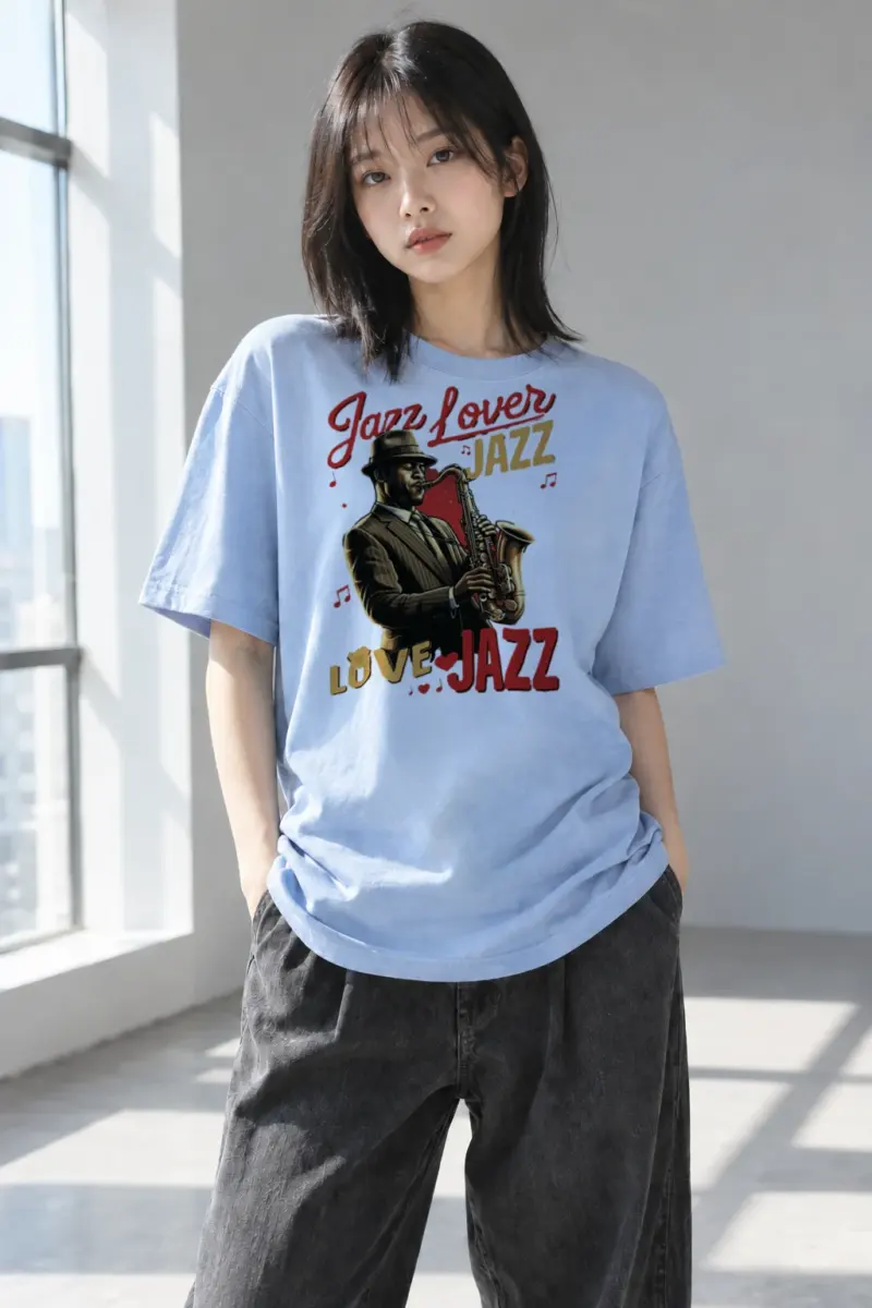 “Jazz Love Poster” Heavyweight Unisex Crewneck T-shirt | Gildan 5000