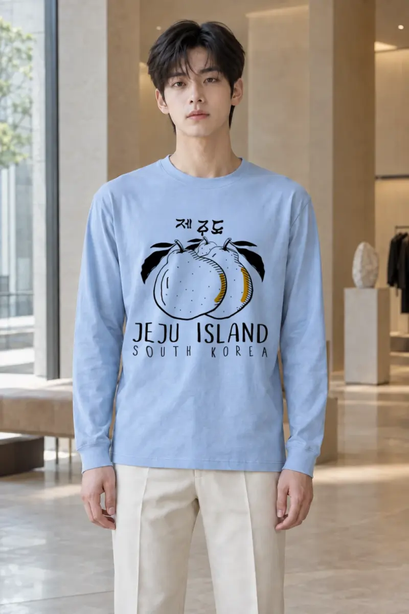 "Jeju Citrus Line Art" Unisex Longsleeve T-shirt | Gildan 2400