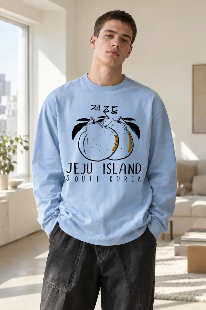"Jeju Citrus Line Art" Unisex Longsleeve T-shirt | Gildan 2400