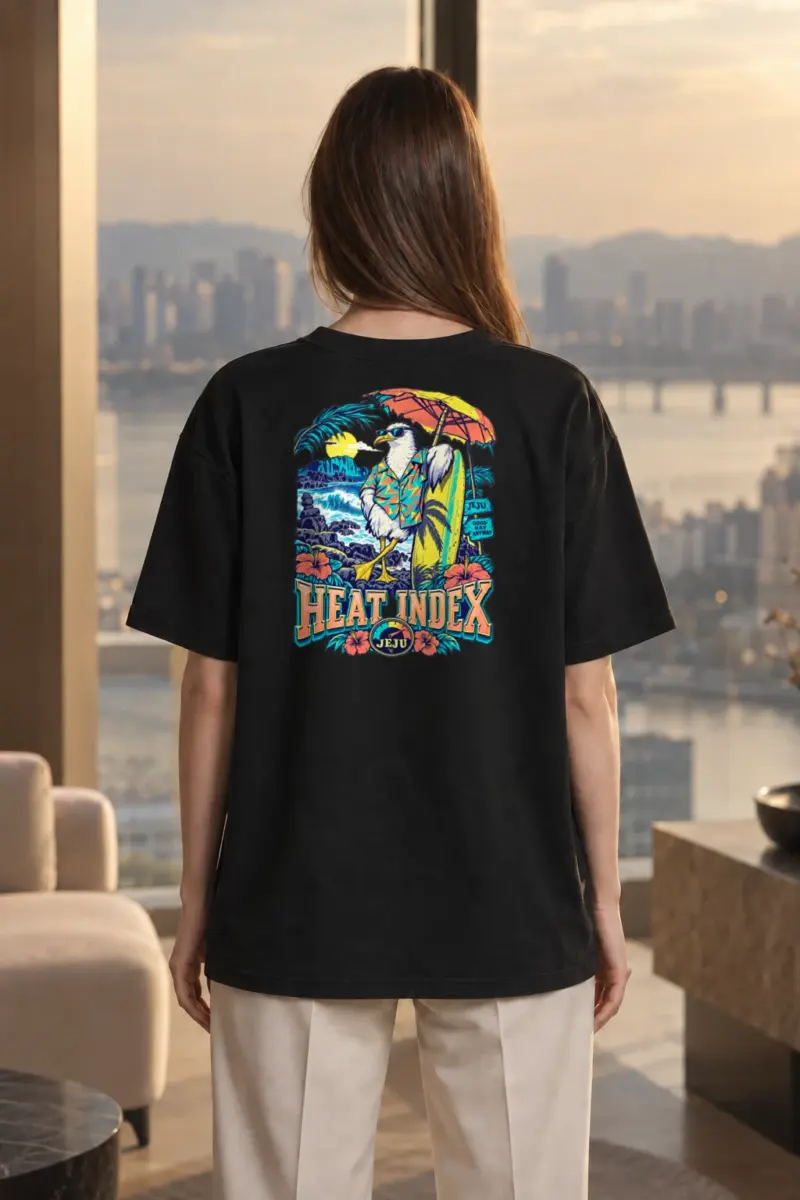 "Jeju Good Day" Men's Oversized Heavyweight Crewneck T-Shirt | Shaka Wear SHMHSS
