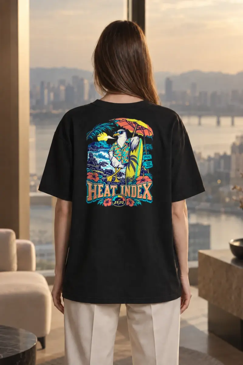 "Jeju Good Day" Men's Oversized Heavyweight Crewneck T-Shirt | Shaka Wear SHMHSS