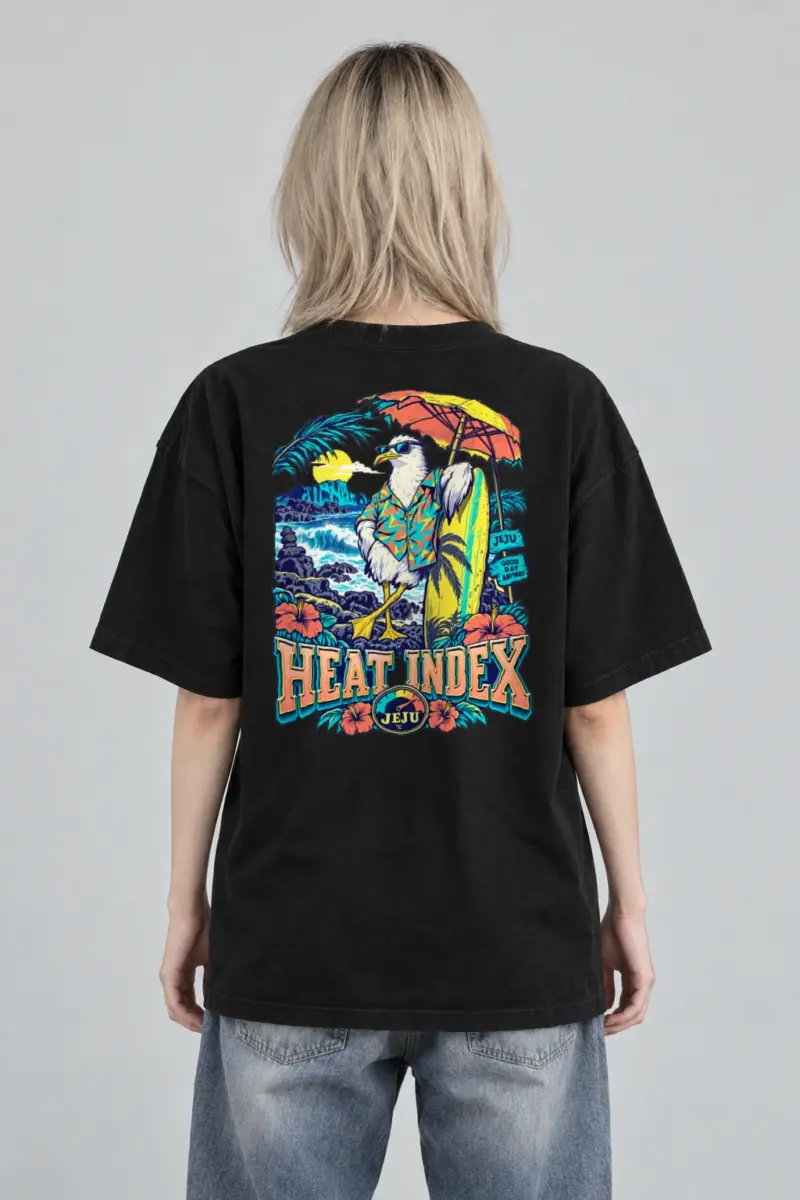 "Jeju Good Day" Men's Oversized Heavyweight Crewneck T-Shirt | Shaka Wear SHMHSS