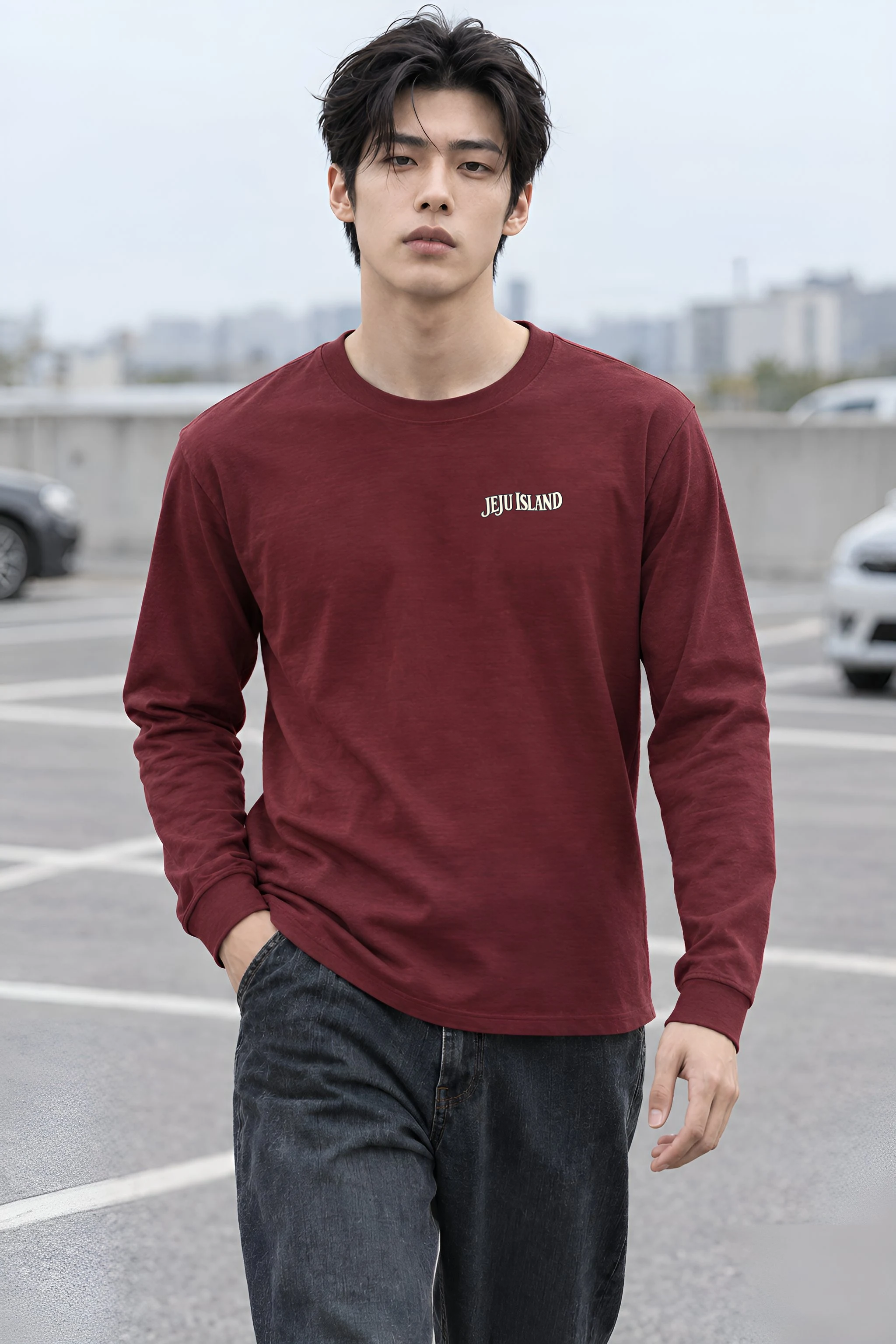 "Jeju Island Basalt Sea" Unisex Longsleeve T-shirt
