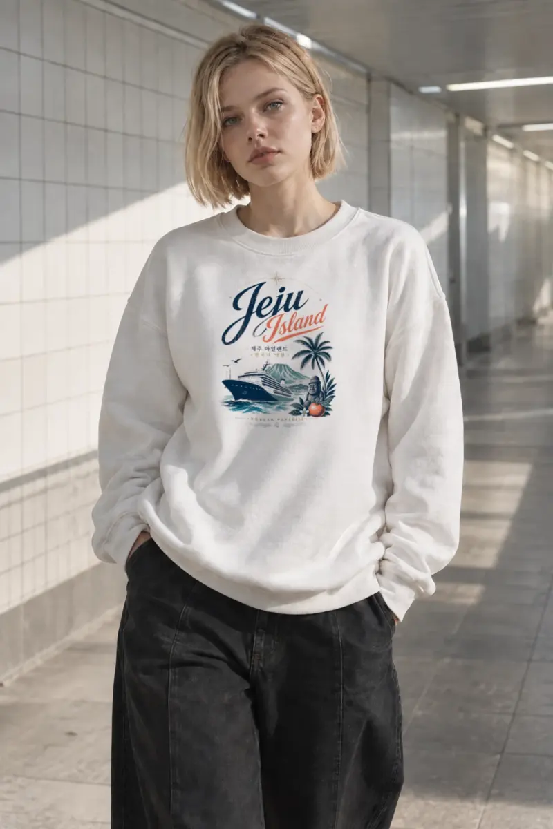 "Jeju Island Paradise" Heavy Blend Unisex Crewneck Sweatshirt | Gildan 18000