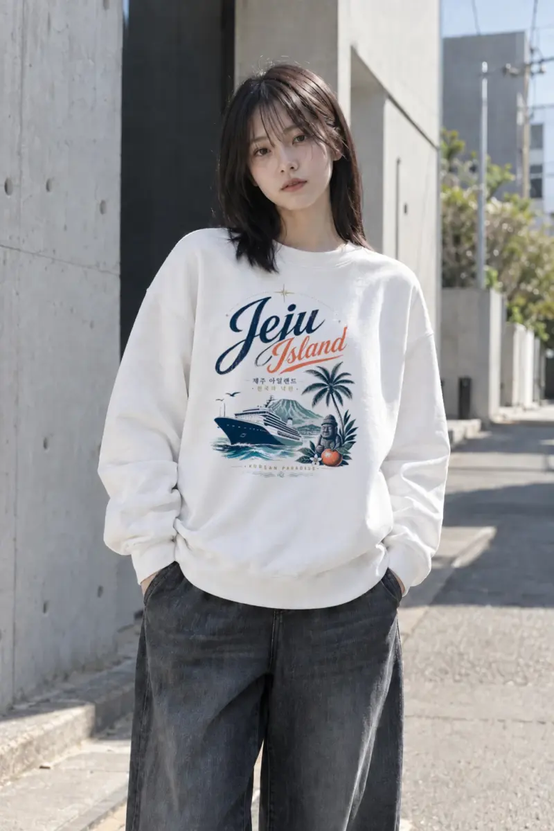 "Jeju Island Paradise" Heavy Blend Unisex Crewneck Sweatshirt | Gildan 18000