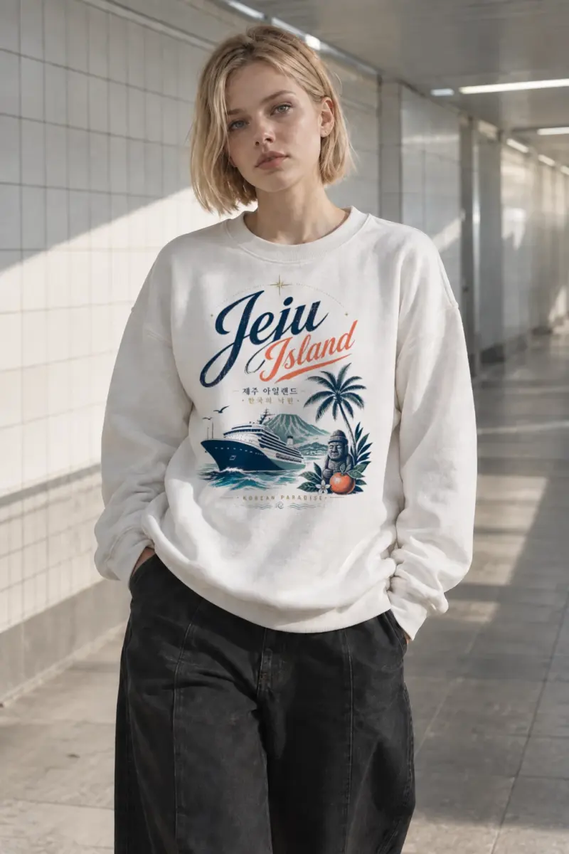 “Jeju Island Paradise” Heavy Blend Unisex Crewneck Sweatshirt | Gildan 18000
