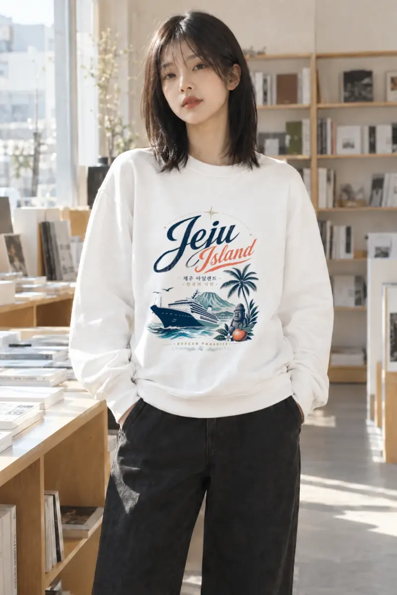 "Jeju Island Paradise" Heavy Blend Unisex Crewneck Sweatshirt | Gildan 18000