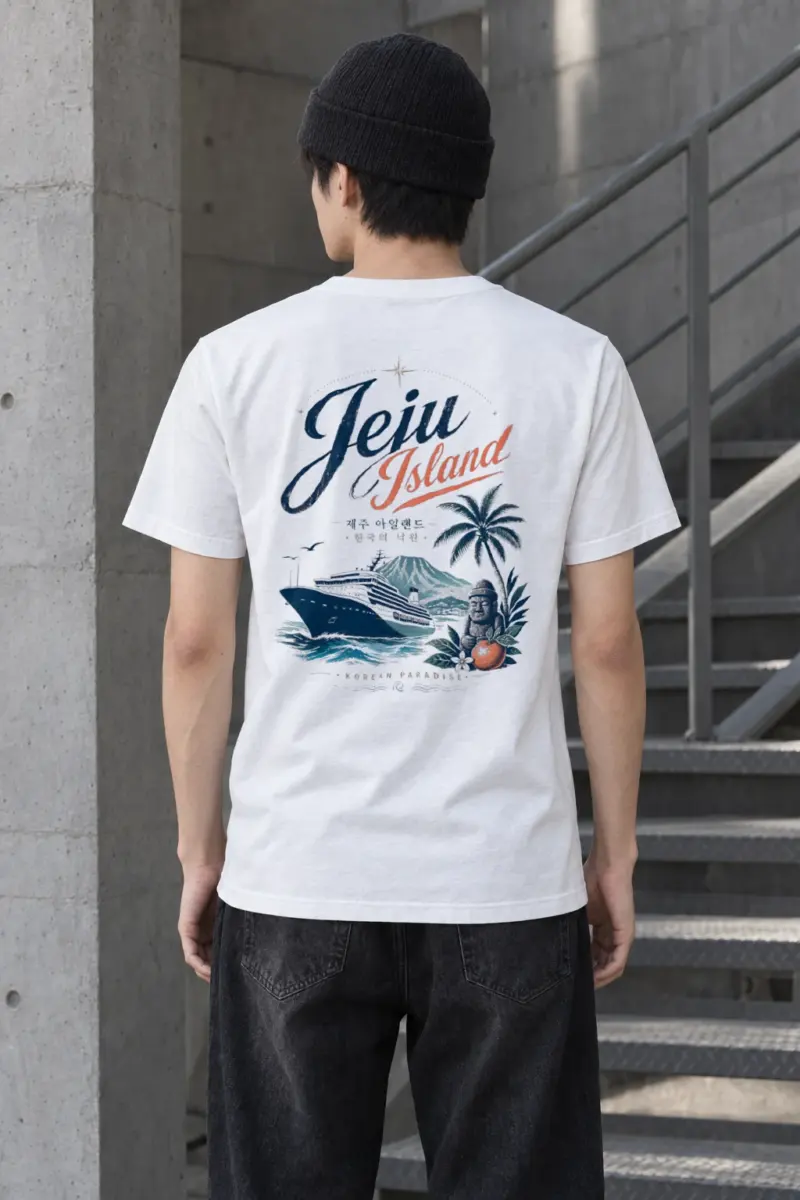 "Jeju Island Paradise" Heavyweight Unisex Crewneck T-shirt