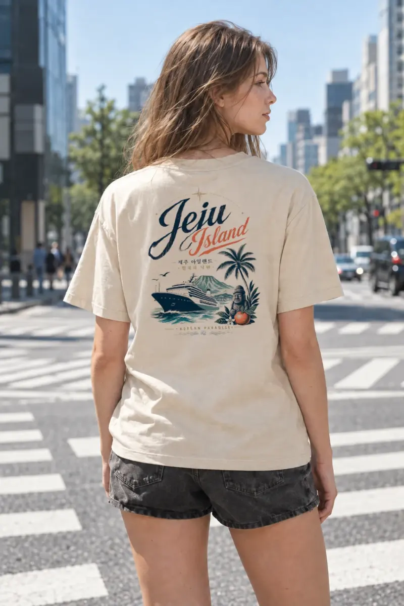 "Jeju Island Paradise" Heavyweight Unisex Crewneck T-shirt | Gildan 5000
