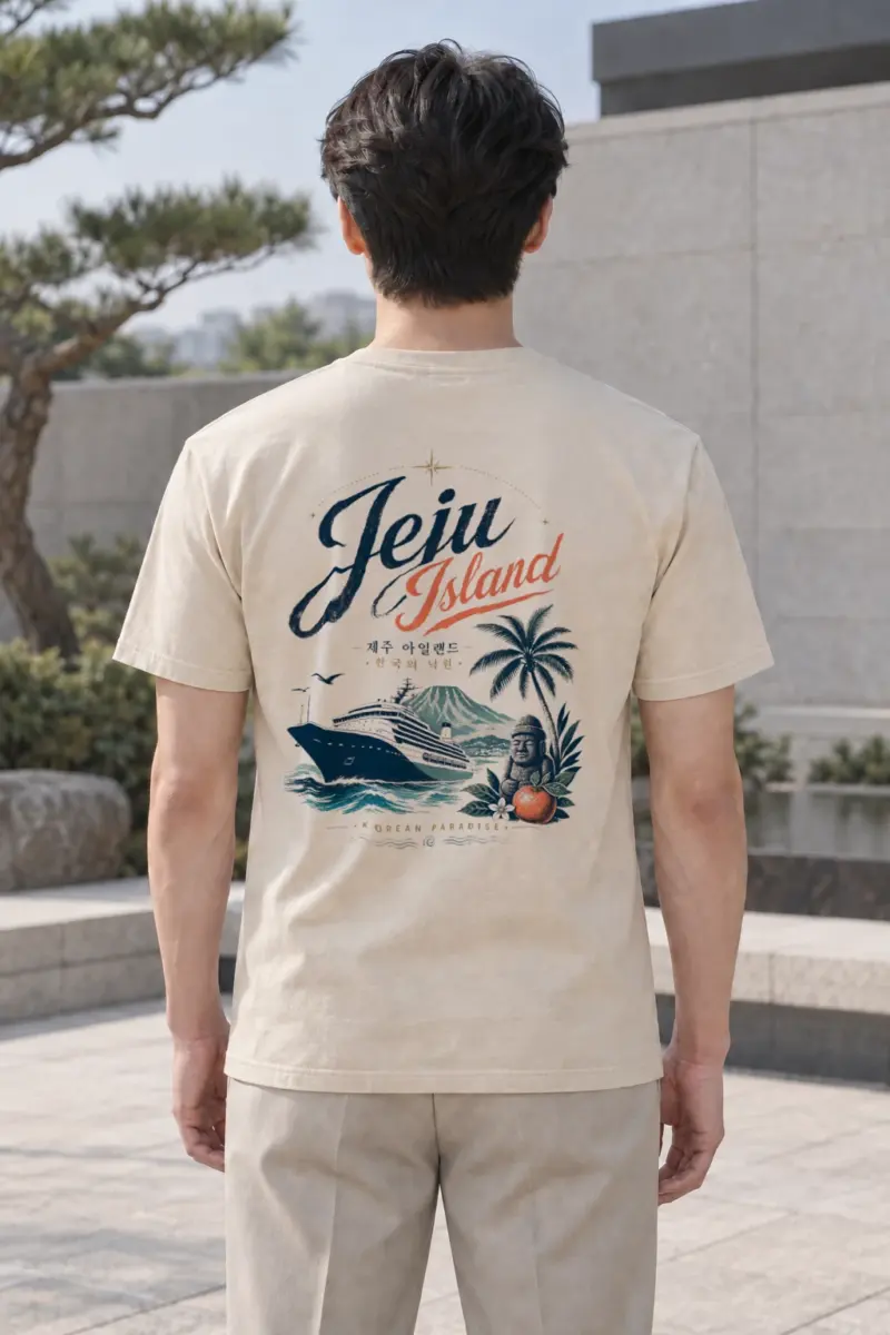 "Jeju Island Paradise" Heavyweight Unisex Crewneck T-shirt | Gildan 5000