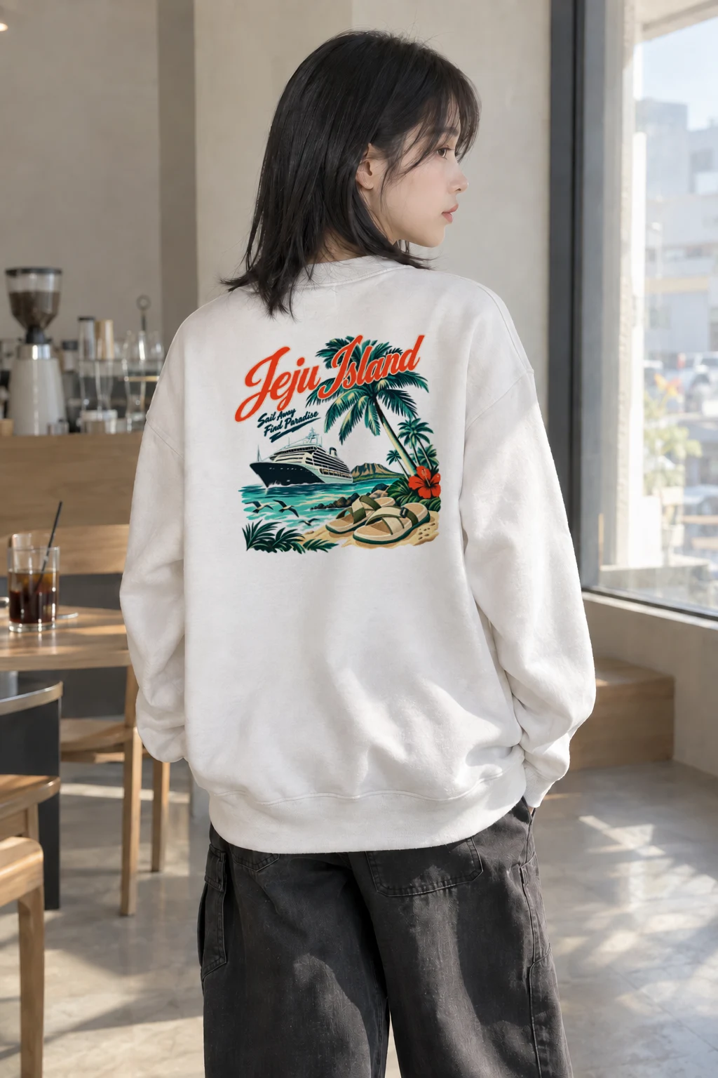 "Jeju Island Sail Away" Heavy Blend Unisex Crewneck Sweatshirt | Gildan 18000