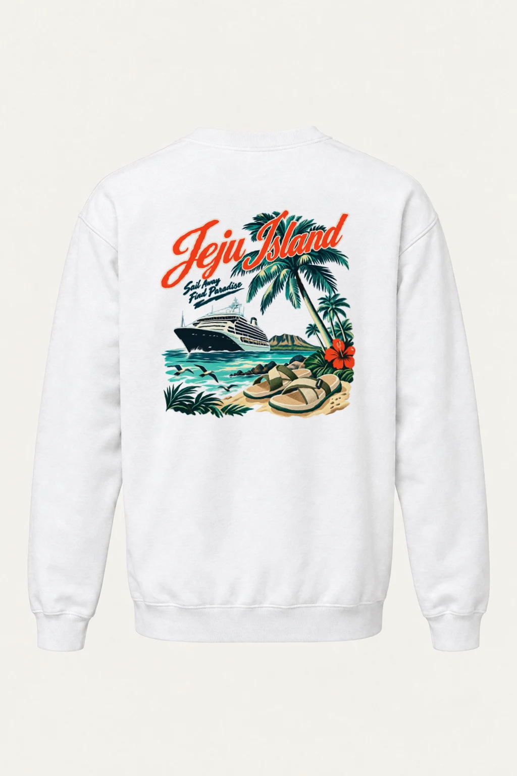 "Jeju Island Sail Away" Heavy Blend Unisex Crewneck Sweatshirt | Gildan 18000