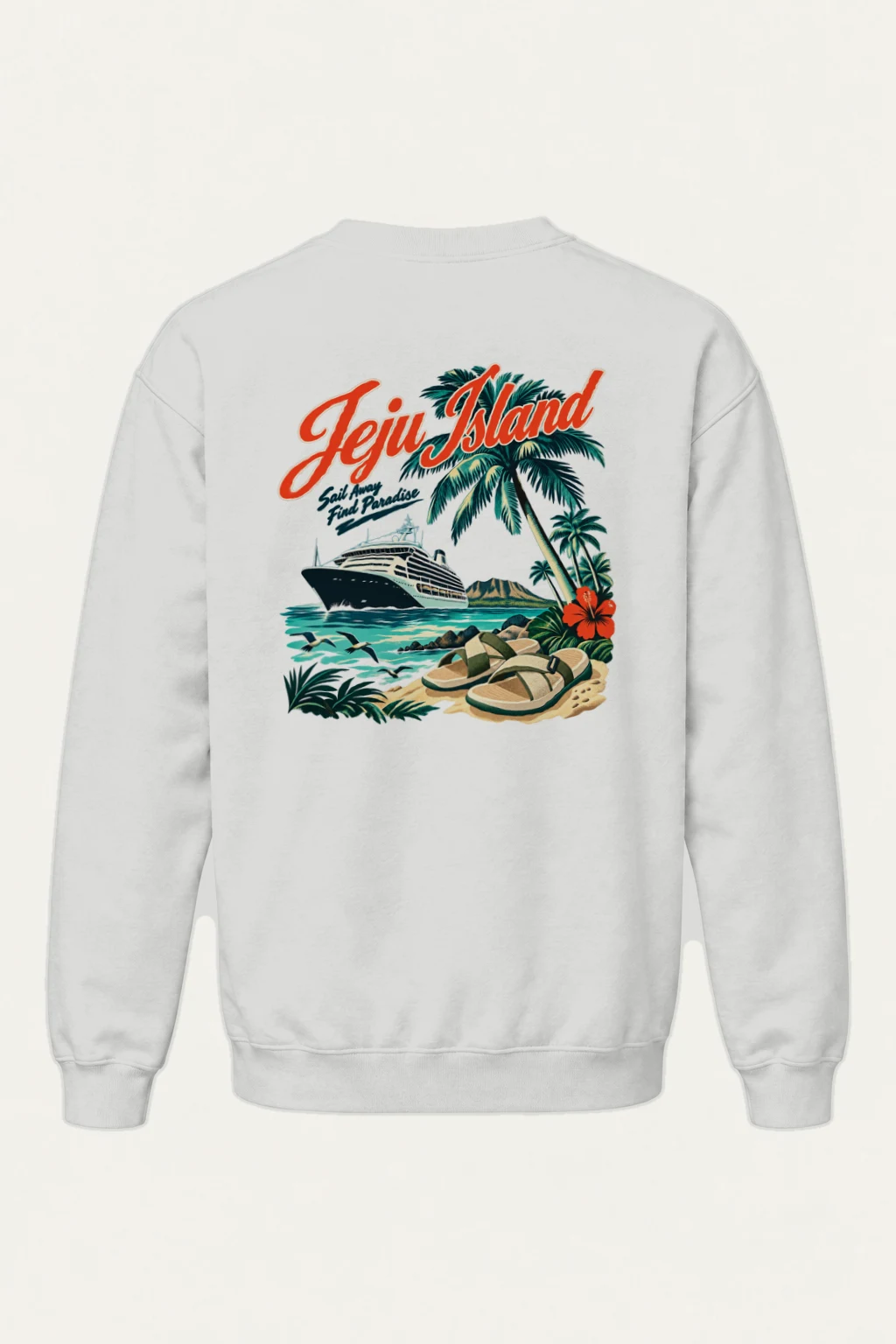 "Jeju Island Sail Away" Heavy Blend Unisex Crewneck Sweatshirt | Gildan 18000
