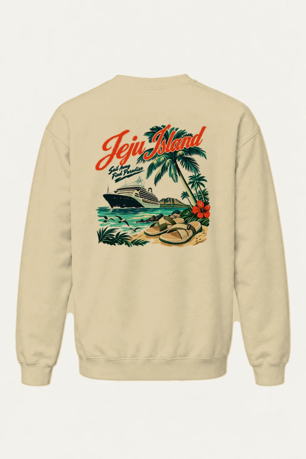 "Jeju Island Sail Away" Heavy Blend Unisex Crewneck Sweatshirt | Gildan 18000