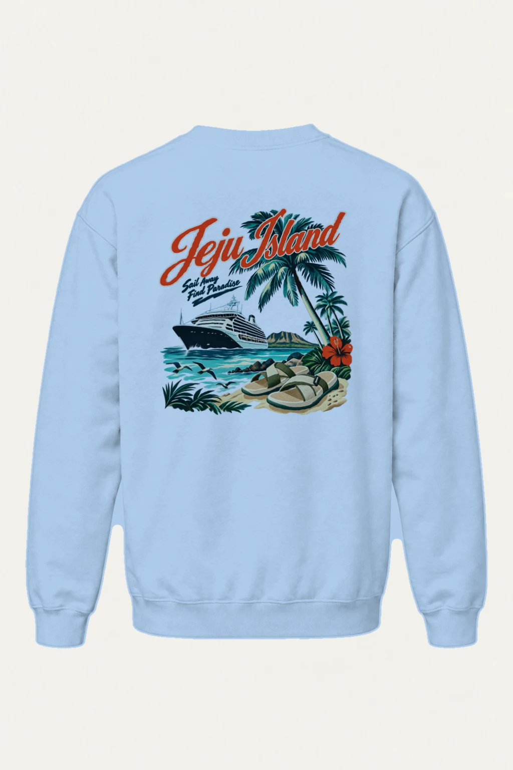"Jeju Island Sail Away" Heavy Blend Unisex Crewneck Sweatshirt | Gildan 18000