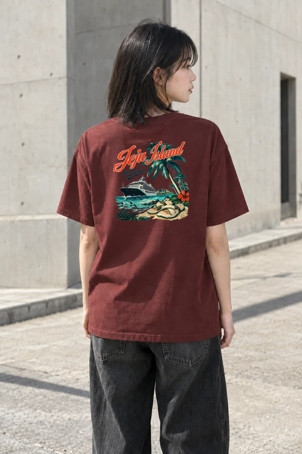 "Jeju Island Sail Away" Heavyweight Unisex Crewneck T-shirt | Gildan 5000