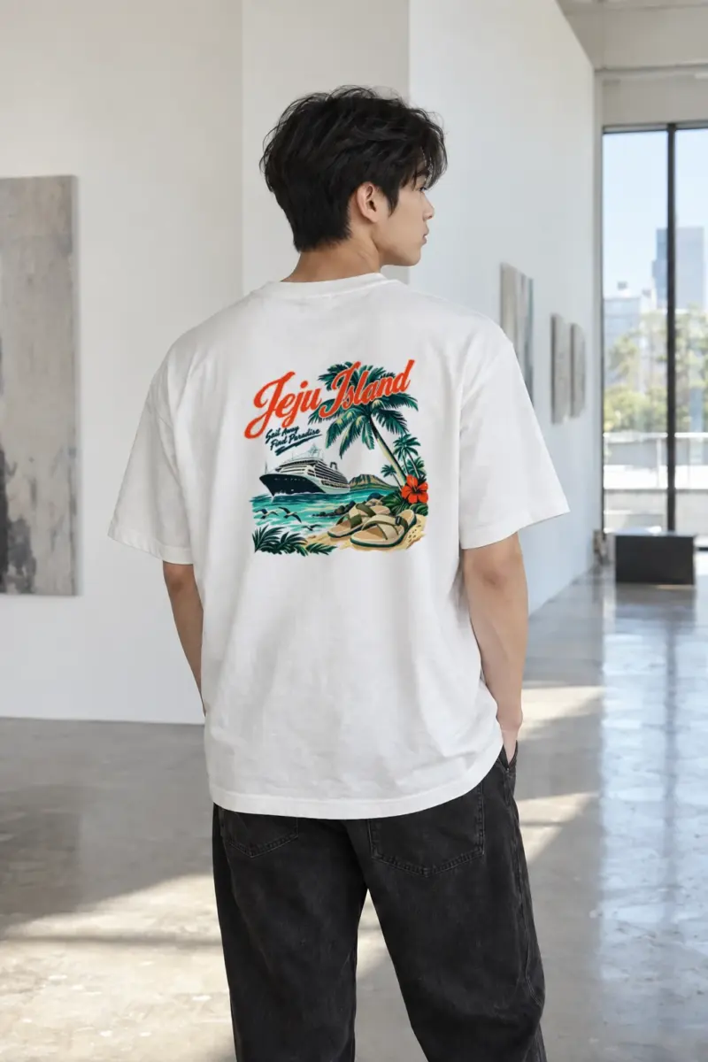 "Jeju Island Sail Away" Heavyweight Unisex Crewneck T-shirt | Gildan 5000
