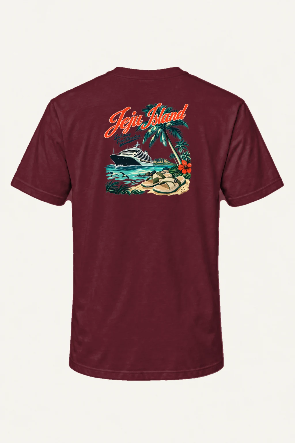 "Jeju Island Sail Away" Heavyweight Unisex Crewneck T-shirt | Gildan 5000