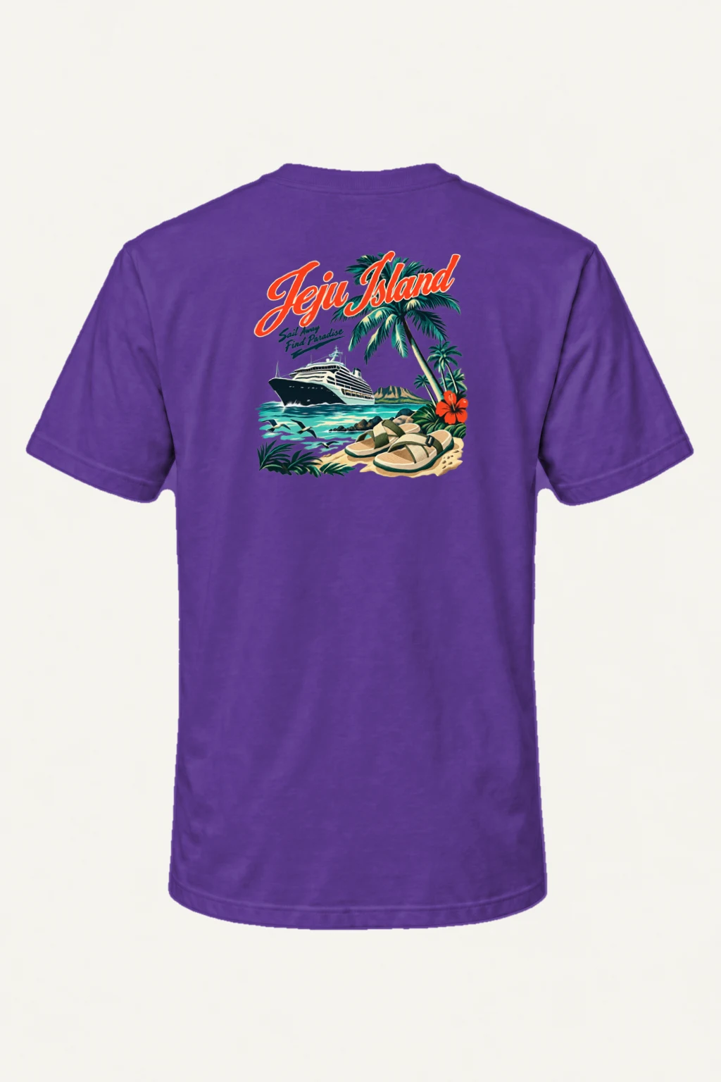 "Jeju Island Sail Away" Heavyweight Unisex Crewneck T-shirt | Gildan 5000