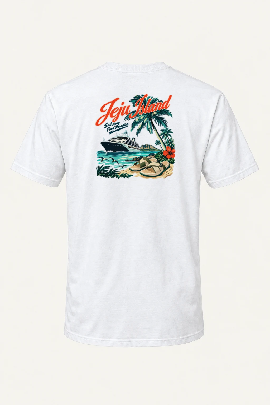 "Jeju Island Sail Away" Heavyweight Unisex Crewneck T-shirt | Gildan 5000