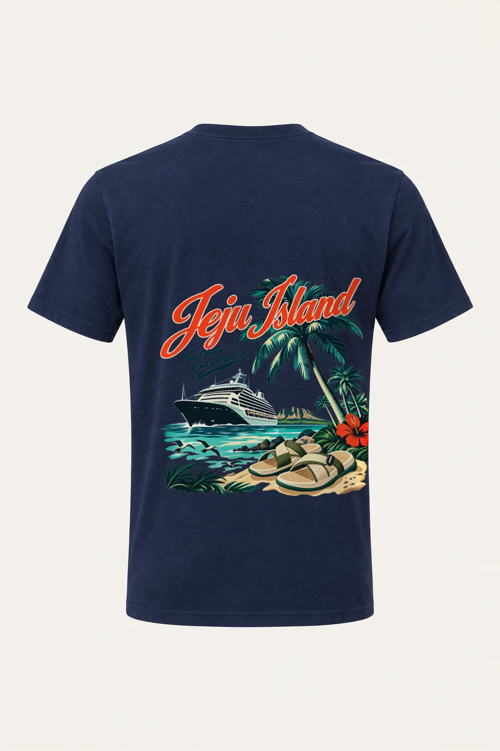 "Jeju Island Sail Away" Heavyweight Unisex Crewneck T-shirt | Gildan 5000