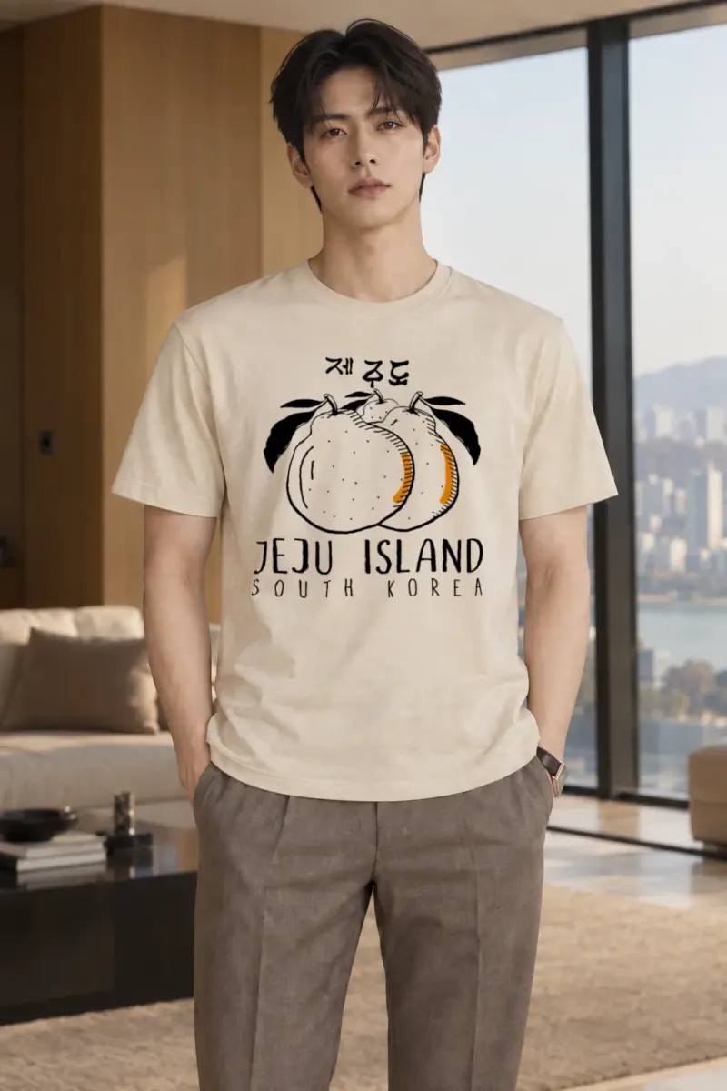 "Jeju Island South Korea" Heavyweight Unisex Crewneck T-shirt | Gildan 5000
