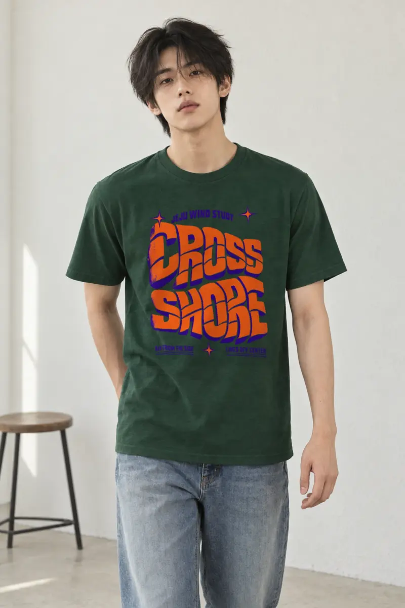"Jeju Wind Study Cross Shore" Heavyweight Unisex Crewneck T-shirt
