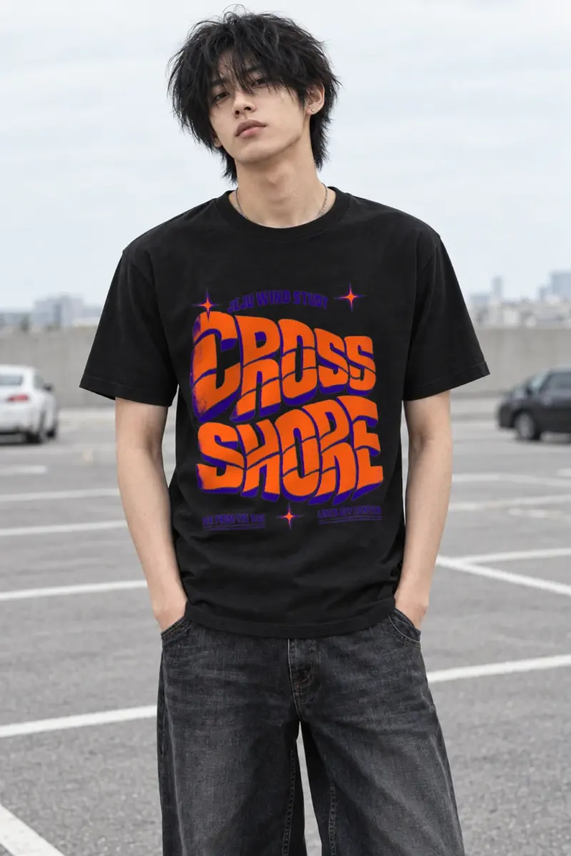 "Jeju Wind Study Cross Shore" Heavyweight Unisex Crewneck T-shirt