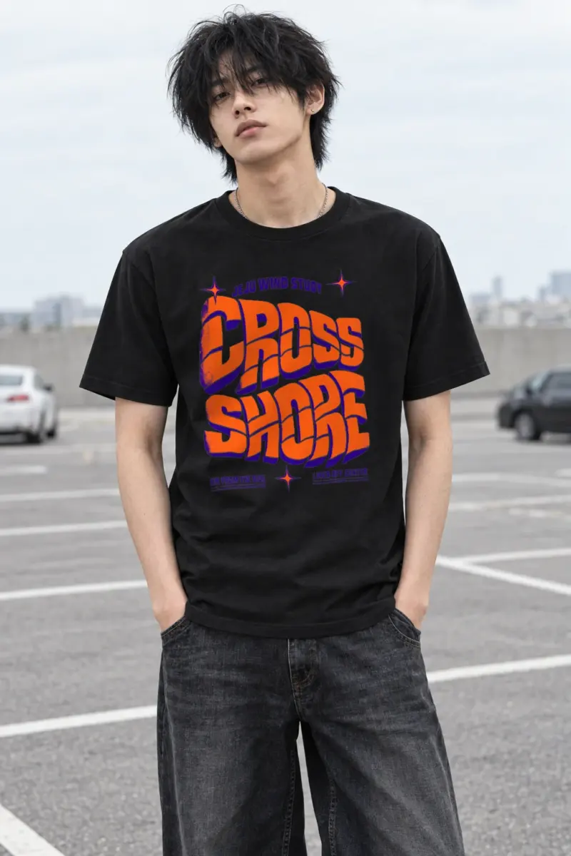 "Jeju Wind Study Cross Shore" Heavyweight Unisex Crewneck T-shirt