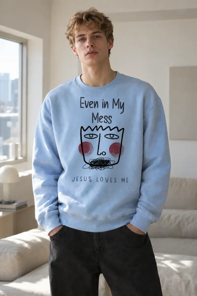 “Jesus Loves Me” Heavy Blend Unisex Crewneck Sweatshirt | Gildan 18000