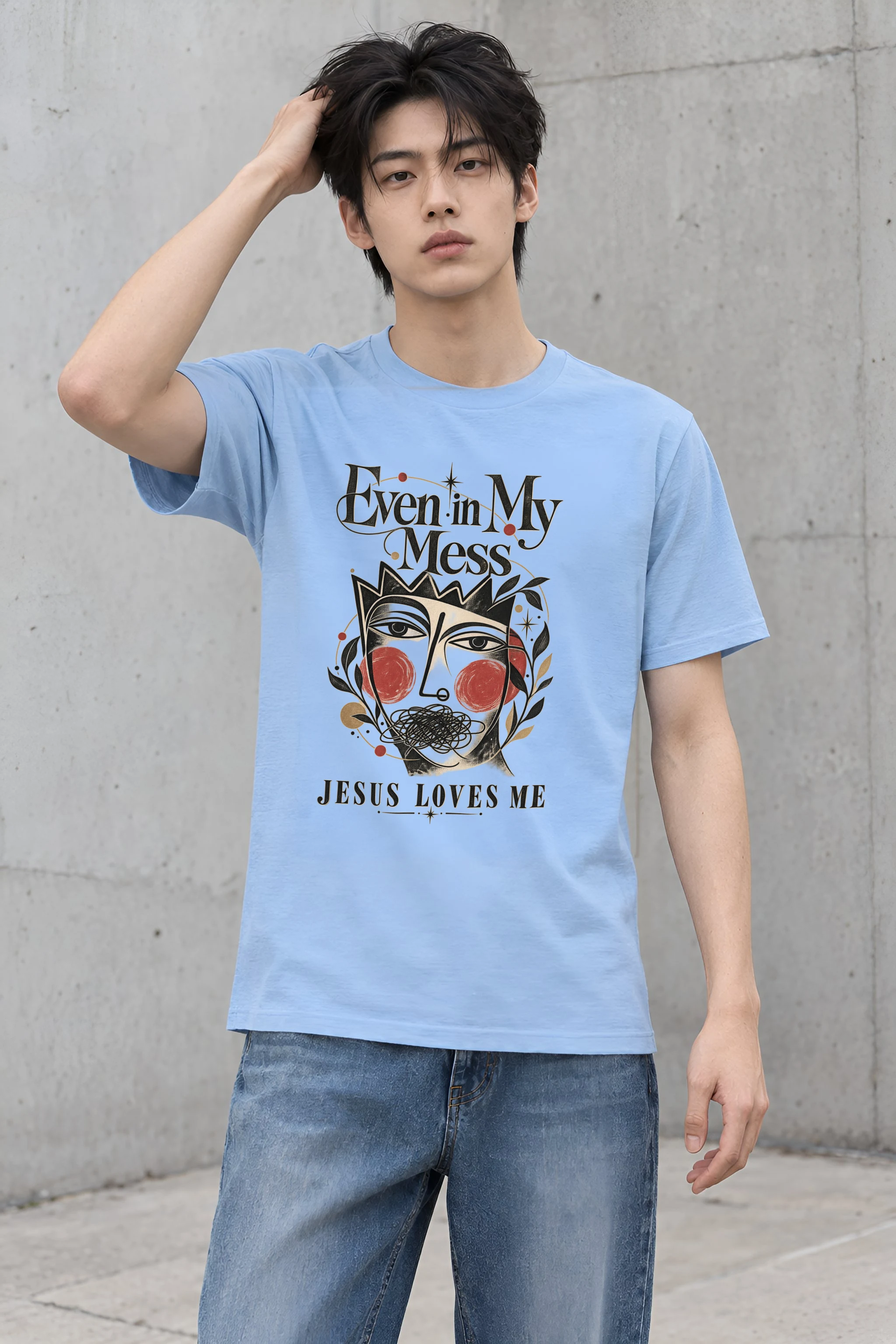 "Jesus Loves Me" Heavyweight Unisex Crewneck T-shirt