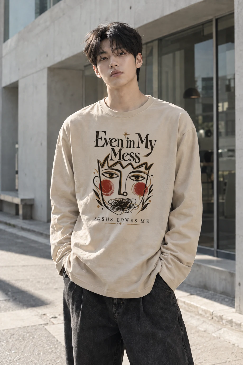 "Jesus Loves My Mess" Unisex Longsleeve T-shirt | Gildan 2400