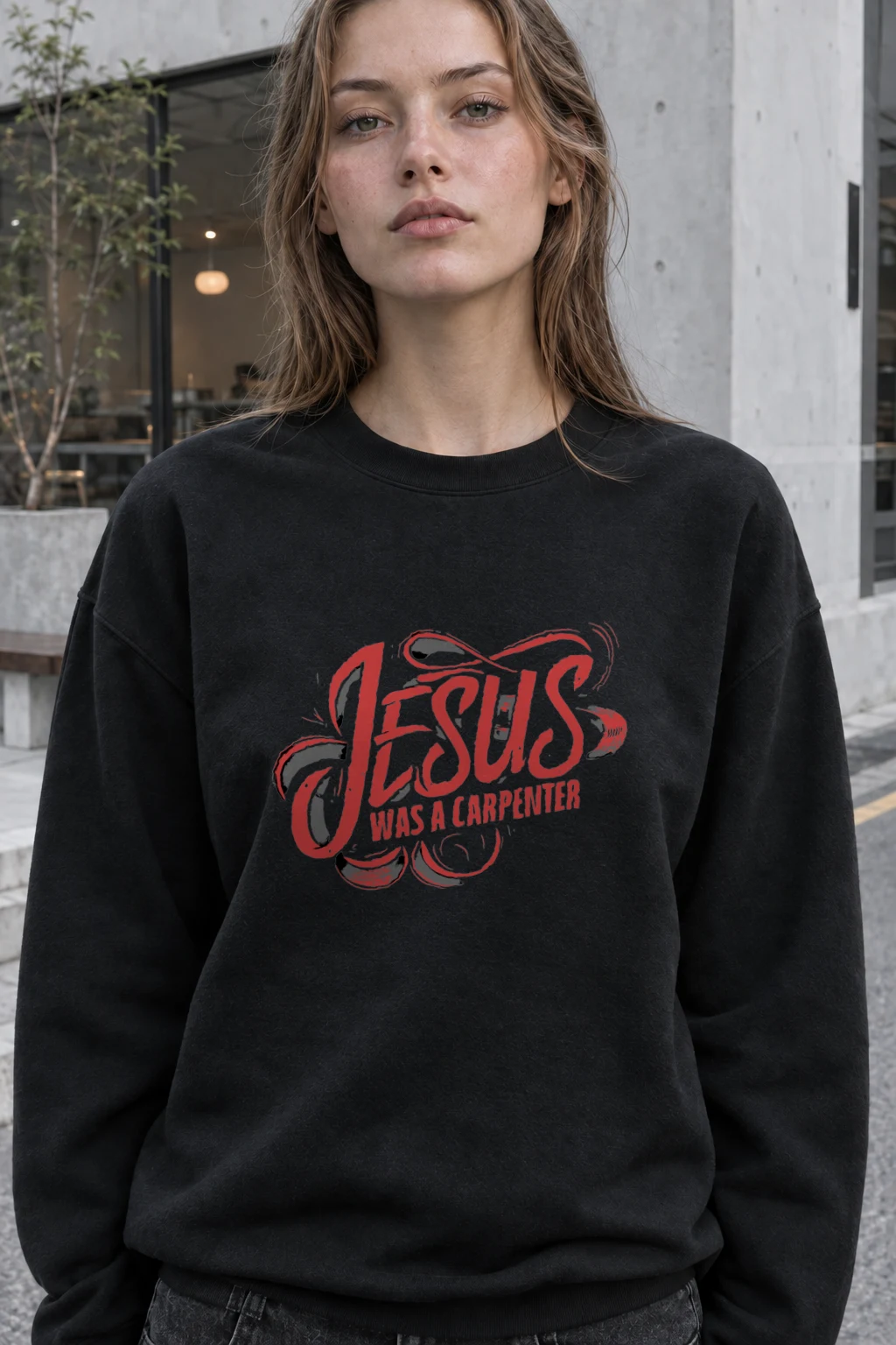 "Jesus Was A Carpenter" Heavy Blend Unisex Crewneck Sweatshirt | Gildan 18000