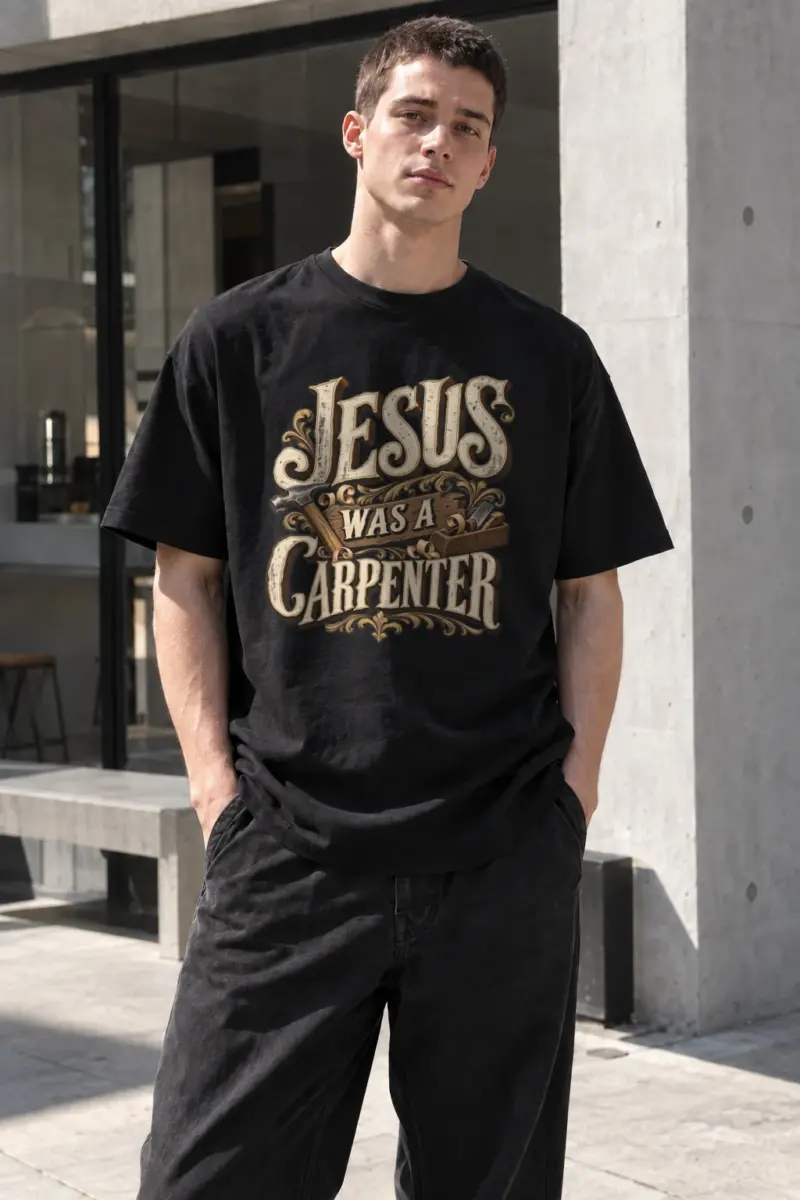 "Jesus Was A Carpenter" Heavyweight Unisex Crewneck T-shirt | Gildan 5000