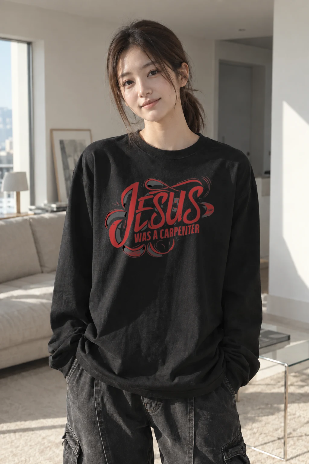 "Jesus Was A Carpenter" Unisex Longsleeve T-shirt | Gildan 2400