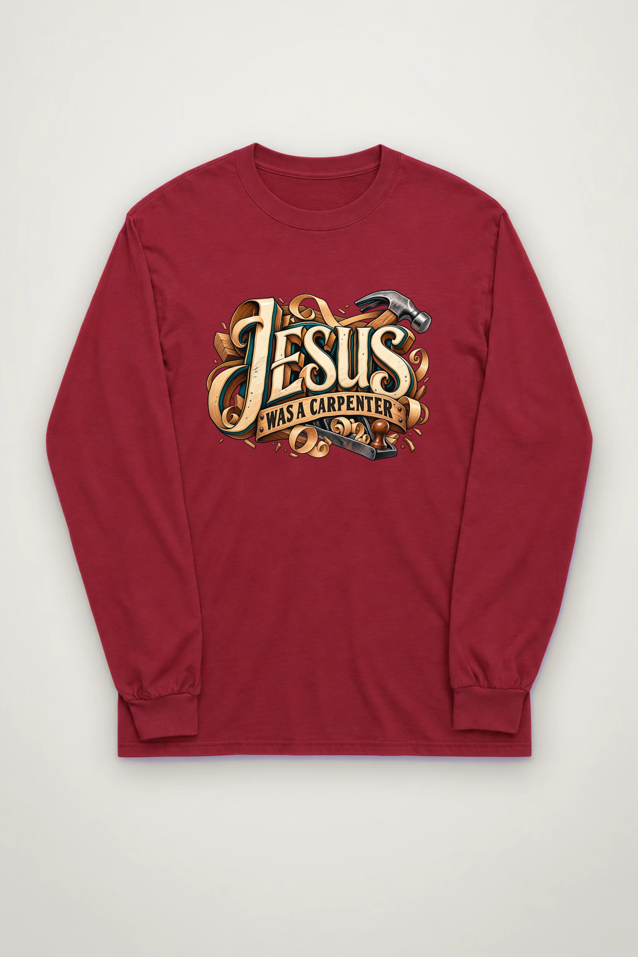 "Wood Carved Jesus Banner" Unisex Longsleeve T-shirt