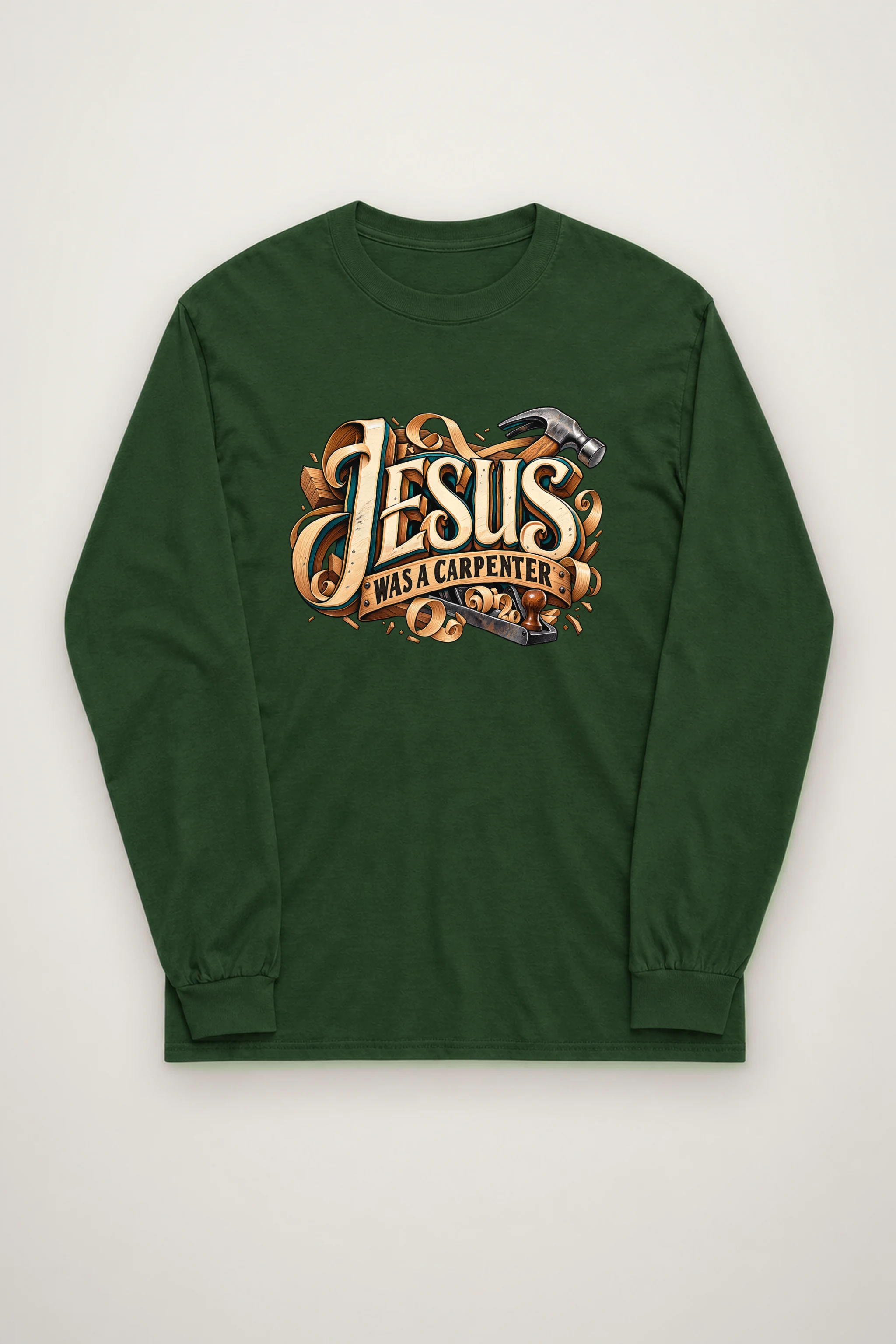 "Wood Carved Jesus Banner" Unisex Longsleeve T-shirt