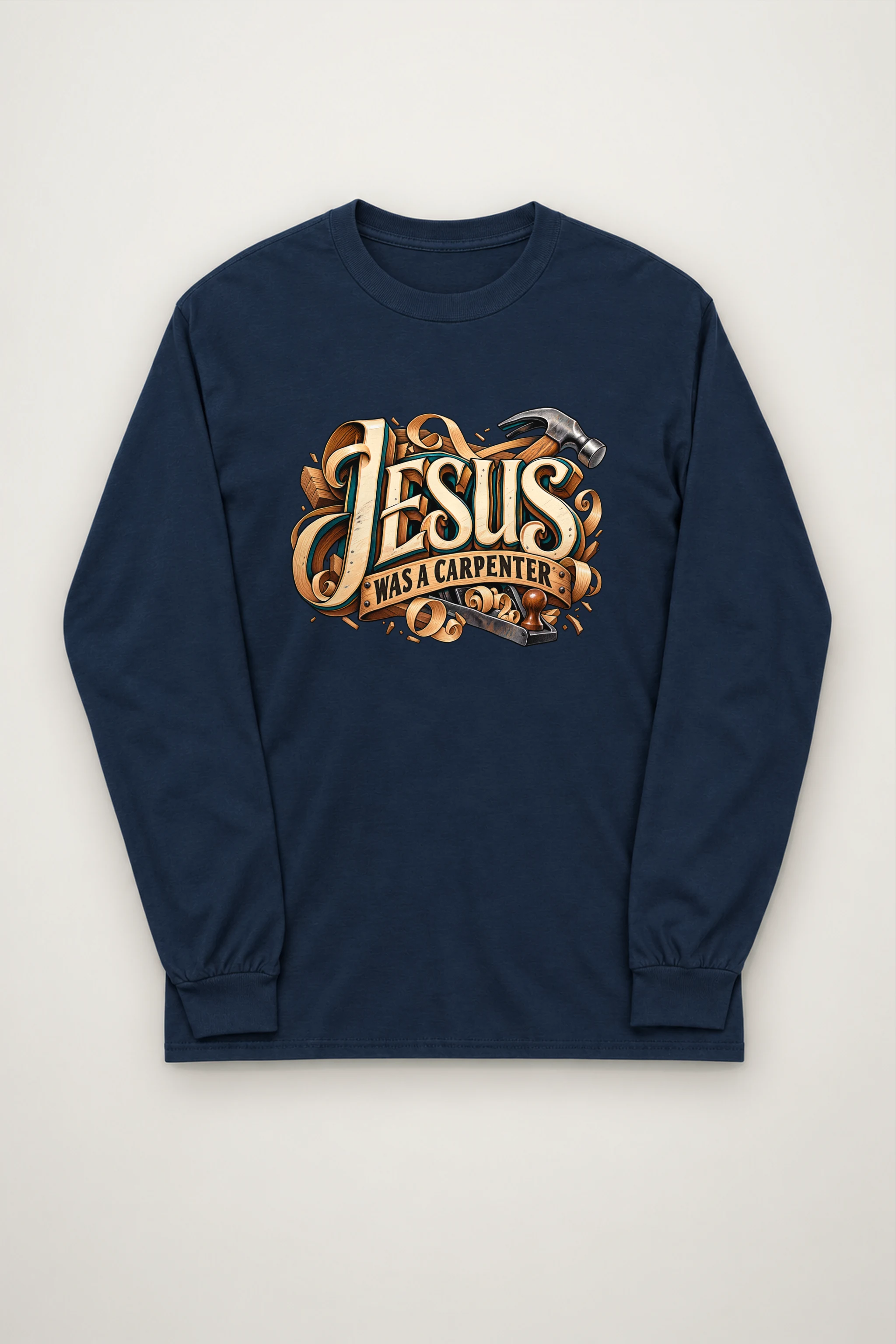 "Wood Carved Jesus Banner" Unisex Longsleeve T-shirt