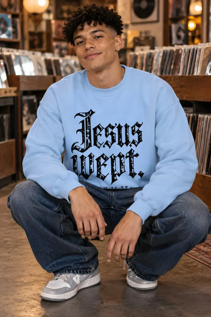 "Jesus Wept. John 11:35" Heavy Blend Unisex Crewneck Sweatshirt