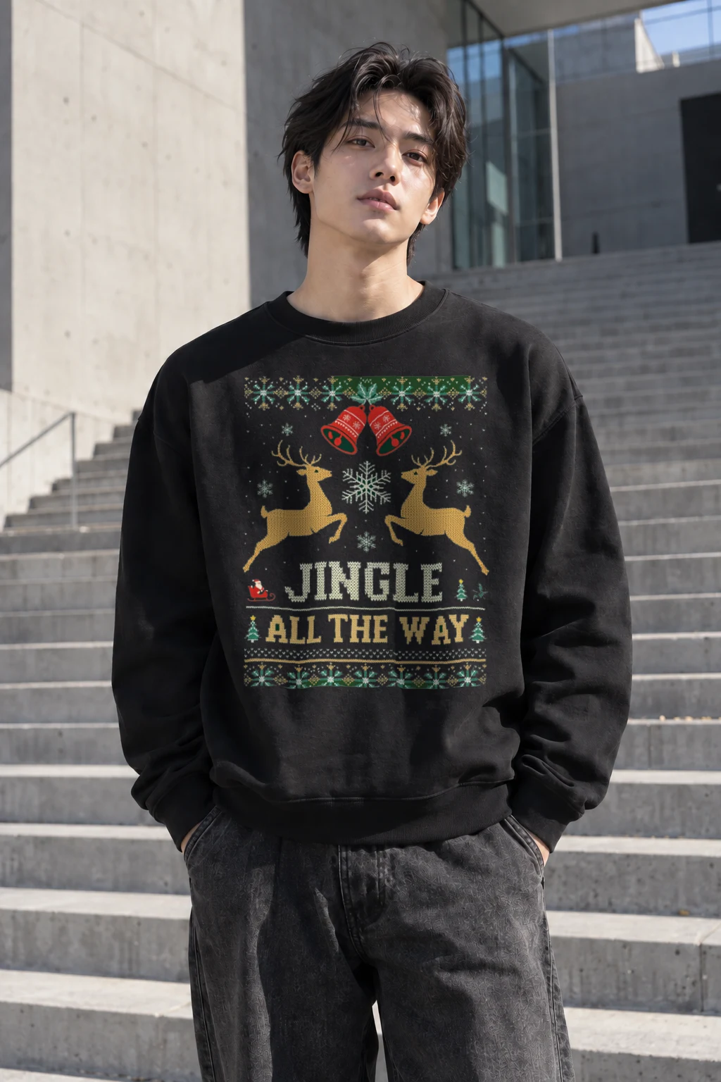 "Jingle All The Way" Heavy Blend Unisex Crewneck Sweatshirt | Gildan 18000
