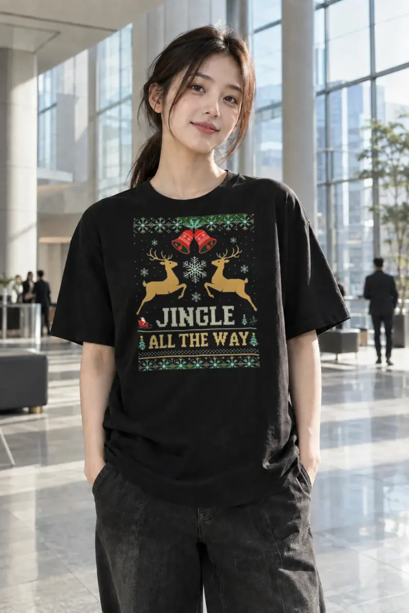 "Jingle All The Way" Heavyweight Unisex Crewneck T-shirt | Gildan 5000